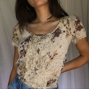 Willow and Clay fairy sheer blouse with lace